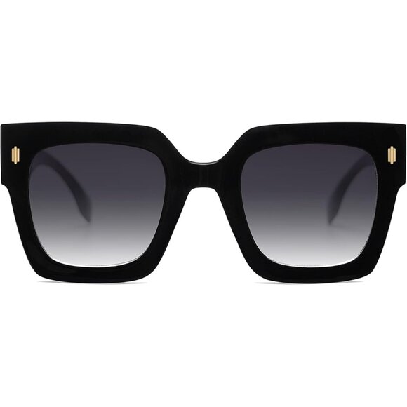 ? Women Black Retro  Square Sunglasses Vintage Oversized Luxury Big Eyewear main image 4